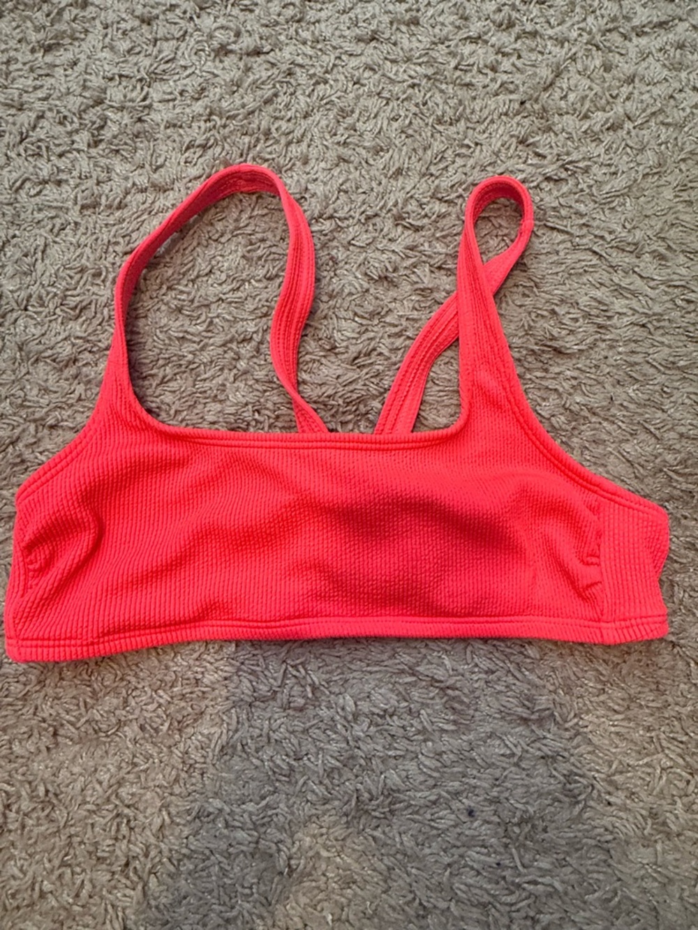 Xhilaration Coral Red Ribbed Bikini Top